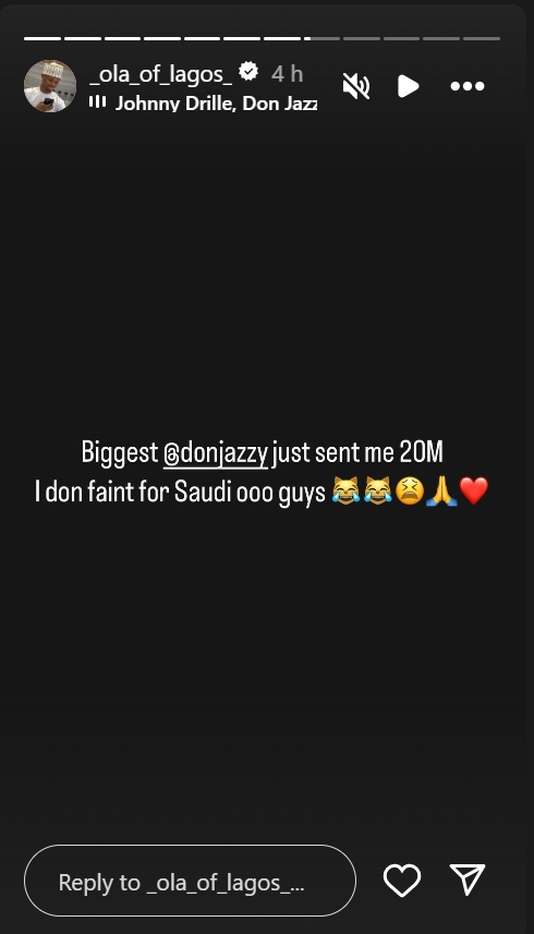 Don Jazzy Dashes Ola of Lagos A whopping N20Million